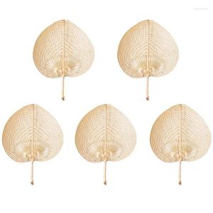 Dekorativa figurer 60st Pure Handmade Diy Heart Shaped Bamboo Woven Fan Summer Cooling Chinese Style Hand fans Bröllopsartiklar