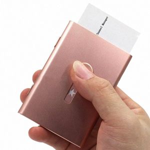 Metal Busin Card Holder Hand Push Card Case Bankkort Medlemskapspaket Ultra Thin Busin Organizer Packaging Box V5LU#