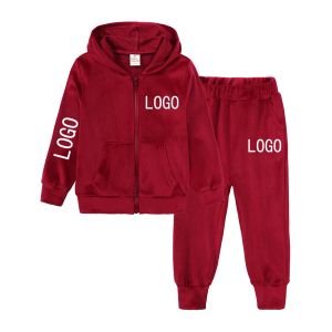 2Pieces Özelleştirilmiş Hoodies Kıyafetleri Atletik Sweetpant+Sweatshirt Uzun Kollu Takip Logonuzu Ekle Çocuk Giyim Setleri