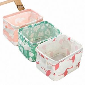 Carto Desktop Storage Basket Cute Flamingo Waterproof Organizer Cott Linen Sundries Storage Box Cabinet Underwear Bag 2021 P3YJ#