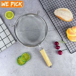 Party Supplies WePick Baking Colander Stainless Steel Wire Fine Mesh Oil Strainer Flour Sieve DIY Wooden Handle Sifter