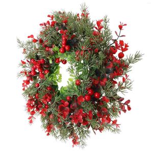装飾的な花ユーカリの葉の人工花輪クリスマス装飾クリスマスポーチリースプラスチックドアの年