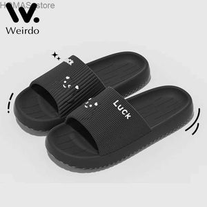 home shoes Bathroom Shower Slippers Women Men Thick Platform Flat Cute Bear Cartoon Slipper Flip Flops Summer Beach Sandals Home Slides Men Y240401