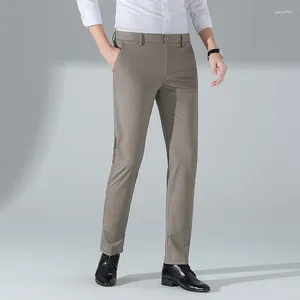 Männer Hosen Männer Business Casual Grau Khaki Schwarz Gerade Hosen Mit Dünnem Stretch Atmungsaktive Stoff Männliche Büro Mode Kleidung