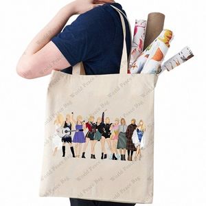 Kulaklar Tour Casual Canvas Tote Çanta Taylor Merch Shop Çantası, Basit Kızlar Baskı Omuz Çantası, Noel Doğum Günü Hediyesi Q1ru#