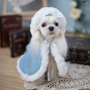 Dog Apparel Handmade Winter Clothes Padding Coat Jacket Pet Supplies Cloak Cape Thick Warm Woolen Hood Fur Costume Christmas Holiday