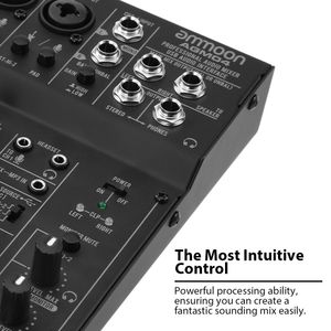 AGM04 4-kanal Mini Mixing Console Digital Audio Mixer 2-band EQ Inbyggd 48V Phantom Power 5V USB-driver Mixer Audio