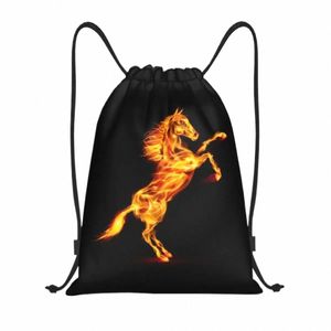 Fire Horse Drawstring Backpack Sports Gym Bag para mulheres Homens Abstract Animal Art Training Sackpack C6ny #