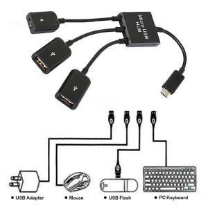 Adapterkabel bärbar mus Micro OTG för Android -surfplatta Mobiltelefonadaptrar OTG Lätt USB -portadapter 3 in1 svart