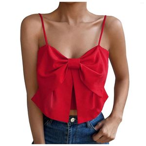 Camisoles tanques sexy topos das mulheres sem alças colheita superior frente malha tubo tanque sem mangas fino ajuste vintage blusa grande arco roupas das senhoras