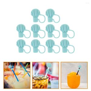 Disposable Cups Straws 10 Pcs Straw Plug Dust Silicone Tips Covers Drinking Caps Topper Silica Gel Lids