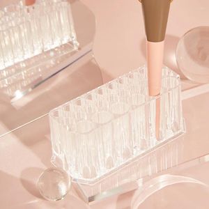 Caixas de armazenamento Rack de plástico transparente para caneta cosmética Maquiagem Eyeliner Desktop Brush Display Stand 26 furos