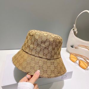 CUCCI Double sided Fisherman Hat Classic Canvas G-Letter Yellow Summer Sunscreen Big brim Bucket Hat