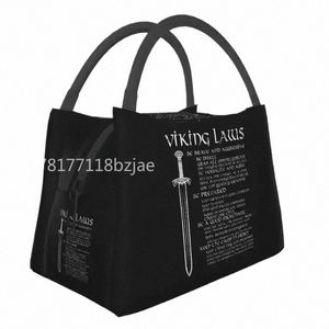 Viking Laws Scandinavian Warrior Sword Distraed Isolated Lunch Påsar för kvinnor Valhalla Cooler Thermal Lunch Tote Work Picnic X27J#