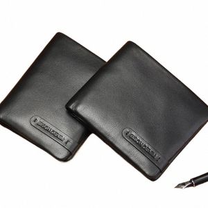 Bison DENIM 100% degli uomini del cuoio genuino Portafoglio Porta carte RFID Piccola tasca portamonete Borsa di lusso super morbida Miglior regalo per gli uomini b6Mq #