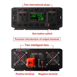 8000W Pure Sine Wave Inverter TWO Output DC 12v/24v/48v/60v To AC 220V Voltage Transformer Power Converter Cars Solar Inverter