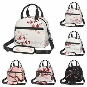 Japanese Sakura Cherry Blossoms Isolerade lunchpåsar för kvinnliga flickor REURUABLE THERMAL COOLER BENTO BOX FÖR ARBETSKOLA PICNIC I7AW#