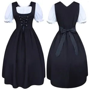 Vestidos casuais preto tradicional alemão dirndl vestido oktoberfest trajes roupa empregada para mulheres halloween cosplay carnaval festa