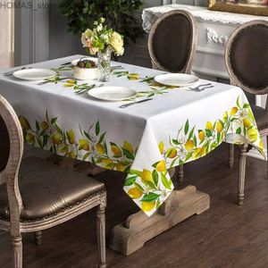Table Cloth Summer Lemon Flower Rectangle Tablecloth Holiday Party Decorations Reusable Waterproof Table Covers Kitchen Dining Table Decor Y240401