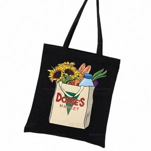 Gilmore Girls Carto Luke's Dinner Shopper Bag Canvas Tote Shourdle Bags Shop Bag Black Cloth Handbags Eco V0WS＃