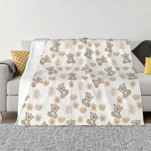 Coperte Simpatico cartone animato Orso Coperta animale Velluto Primavera Autunno Multifunzione Tiro morbido per biancheria da letto Trapunta sottile in peluche per auto