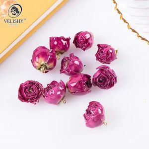 Encantos 2 peças joias de resina feitas à mão flor real petalina pingentes pétala de rosa charme para brinco diy busca fazer