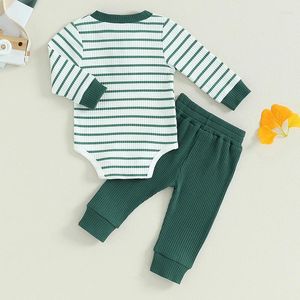 Zestawy odzieży Baby Boy 2pcs Fall Winter Strouts Bilbowane długie rękawie romper tops solidne spodnie urodzone ubrania