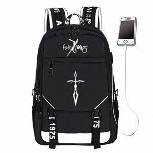 fate Grand Order Saber FGO Printing Backpack Unisex Travel Backpack USB Interface Laptop Backpack Canvas School Book Bags A7Du#