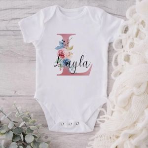 Personalisierte Baby Girls White Bodysuit Neues Baby Geschenk Baby Name Jumpsuit benutzerdefinierte Namen Mädchen Playsuit Kleidung