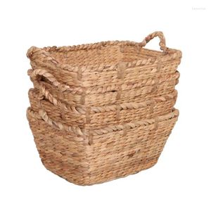 Laundry Bags Rectangular Water Hyacinth Basket Set Of 4