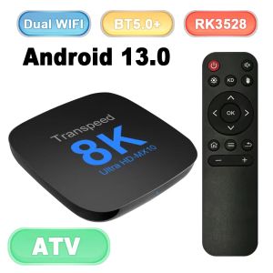 Transpeed ATV Android 13 TV Box Dual WiFi BT5.0 RK3528 Com Apps de TV Assistente de Voice CORTE CORTE CORTEX A53 Suporte 8K 4K Vídeo