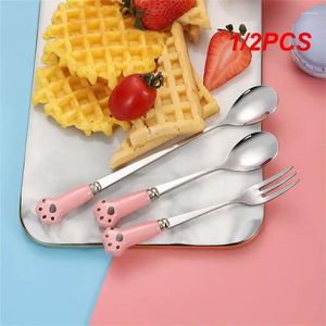 Forks 1/2pcs Karikatür Kaşığı Çatal Yaratıcı Paslanmaz Çelik Kenarlar Ayna Cilalı Sınıf Ev Aksesuarları