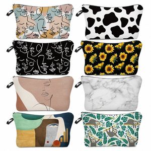 Preguiça Abstract Art Cosmetic Bag Impressão À Prova D 'Água Swanky Turtle Leaf Higiene Bag Estilo Personalizado para Viagem Maquiagem Bag Personalizado D0KL #