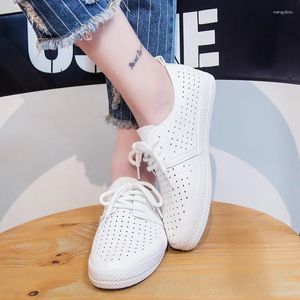 Casual Shoes Womens Vulcanized Cut Out Pu Leather Oxfords Flat Ladies Breattable White Mesh Running Sneaker Ballet Loafers