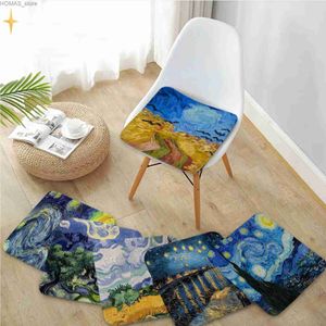 Cushion/Decorative Pillow Van Gogh Oil Painting Art Cushion Mat European Chair Mat Soft Pad Seat Cushion For Dining Patio Home Office Sofa Decor Tatami Y240401