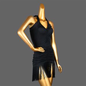 Женщины черная латинская танцевальная юбка для кисточки с кисточки