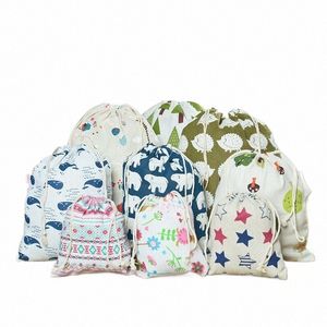 3 datorer/parti Cott Linen DrawString Påsar Travelkläder Skor förvaring Christms Bröllopsgåva Pouch Återanvändbar hem Organisera DUSTBAG R8MN#