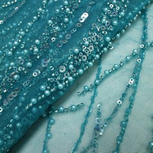 Afrykańskie cekiny koronkowe tkaninę 2023 Haft haftowa z koraliki z francuskiego tiulowego materiału do sukni ślubnej