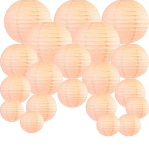 Decorative Flowers 20 Pcs 6 Inch-12 Inch Peach Paper Lantern Chinese Assorted Sizes Round Lampion For Wedding Party Outdoor Indoor Hanging