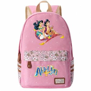 Jasmine Princ Ragazzi Ragazze Bambini Borse per libri scolastici Donne Bagpack Adolescenti Zaini da viaggio in tela Zaino per laptop C3v2 #