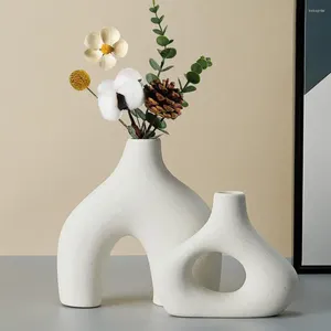 Vaser Bohemian Ceramic Vase Farmhouse Decor Modernt för hemmregelbundet blomman växtbord