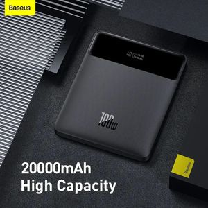 Baseus 100 W Power Bank 20000 mAh Typ C PD Schnelllade-Powerbank Tragbares externes Akkuladegerät für Notebook mit 100 W Kabel 240327
