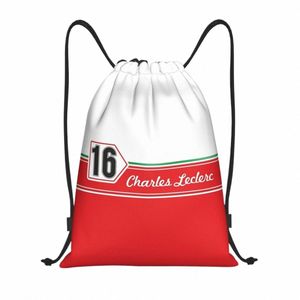 cl Charles Leclerc 16 Сумка на шнурке Мужчины Женщины Портативный спортивный тренажерный зал Sackpack Спортивный автомобиль Гоночный тренинг Рюкзаки для хранения V0yo #