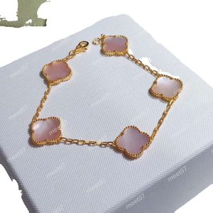 Senhora designer trevo pulseira rosa 5 flor link corrente pulseiras personalidade pulseiras jóias dança festa feminina qualidade superior
