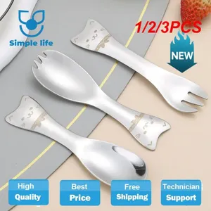 Spoons 1/2/3PCS Creative Ice Cream Spoon Children Baby Kitchen Utensils Dessert Scoop 304 Stainless Steel Fruit Fork Short Handle