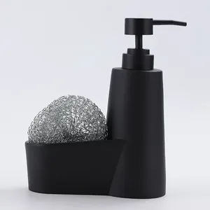 Liquid Soap Dispenser Press Bottle Kitchen Dish Dish Diskent Set och Sponge Holder för diskbänken med handen