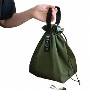 Neue Lunch-Tasche Canvas Kordelzug Isolierung und Kühlraum Große Kapazität Cam Student Büroangestellte Lunch-Tasche X1xu #