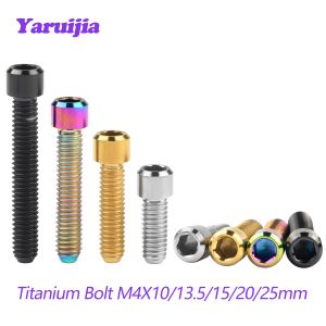 Yaruijia Titanium Bolt M4X10/13.5/15/20/25mm parafuso de allen de cabeça de coluna para bicicleta traseiro/dianteiro