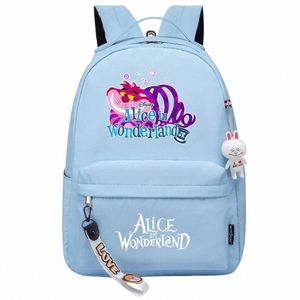 Alice in wderland kawaii erkek kızlar çocuklar okul kitap çantaları kadınlar çıplak gençler tuval laptop seyahat sırt çantası p8cw#