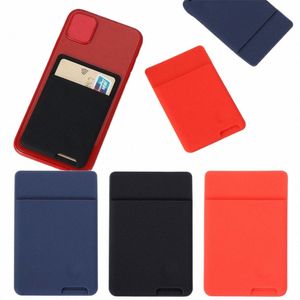 Universal självhäftande klistermärke kort ärmar Phe Wallet Case Stick på ID-kreditkortshållare Elastic Silice Cellphe Pocket T4XD#